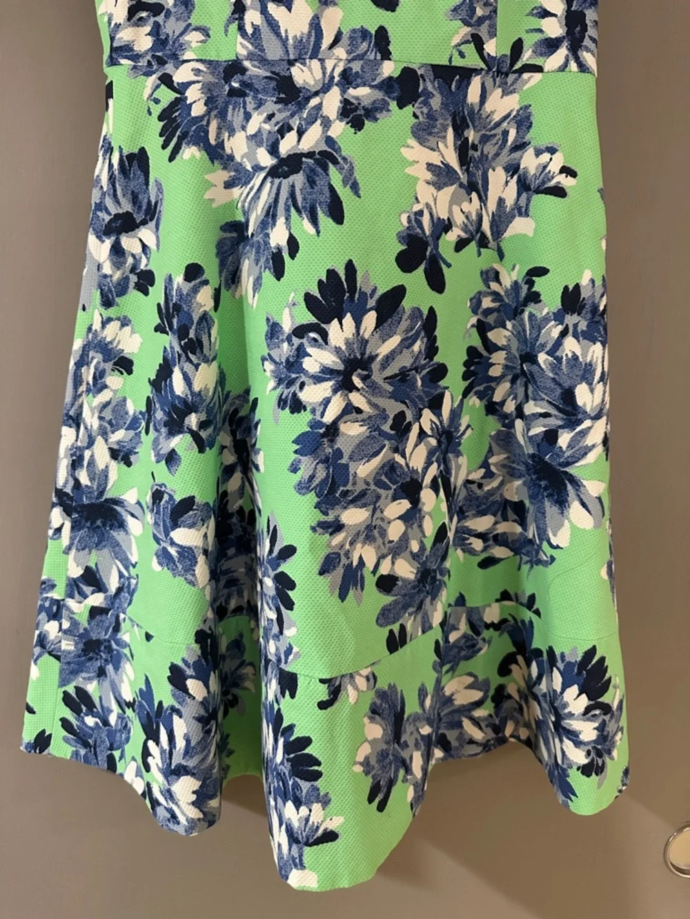 J.Crew Photo Floral Dress Green Blue Sleeveless Fit & Flare A-Line - Picture 6 of 10